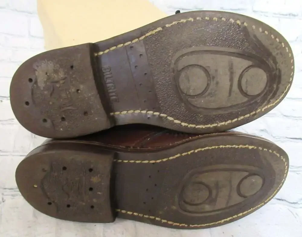 Vintage Gee-Bees Mid-Century Brown Leather Biltrite Kids Toddler Shoes with Box